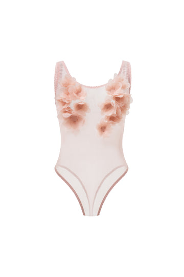 Tiny Peony Bodysuit in Blush Nude
