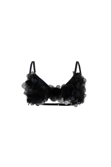 Triangle Peony Bra in Charcoal Black