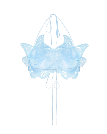 Укорочений топ-бандо Alexandra прикрашений метеликами блакитний