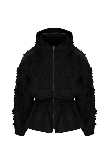Peony Noir Drawstring Waist Jacket