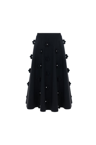 Midi skirt with laser-cut flower appliques