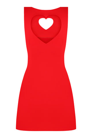 Sleeveless dress with heart-shaped cut-outs Lovebeat in red