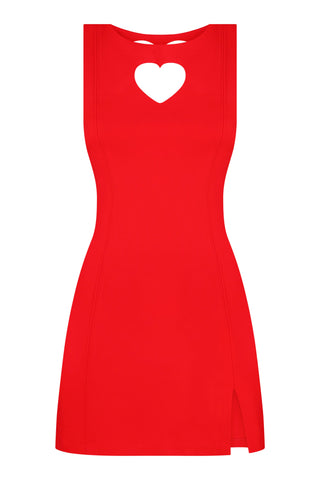 Sleeveless dress with heart-shaped cut-outs Lovebeat in red