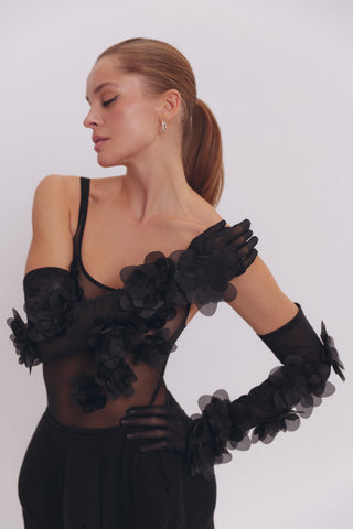 Боді Tiny Peony чорне