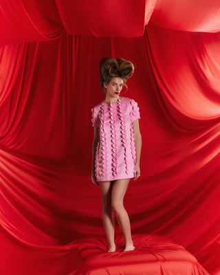 Mini dress with laser-cut heart appliques MORE LOVE