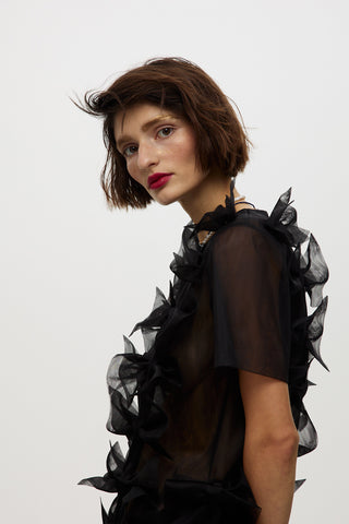 Сукня-футболка з фатину з аплікаціями-бантиками