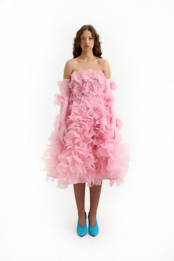 Belle Midi A-line Dress in Light Pink