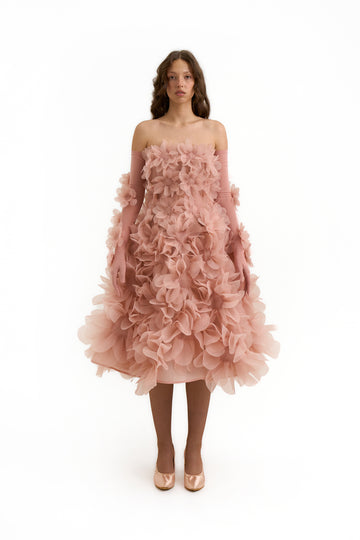 Belle Midi A-line dress in Blush Nude