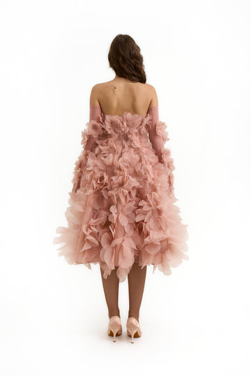 Belle Midi A-line dress in Blush Nude