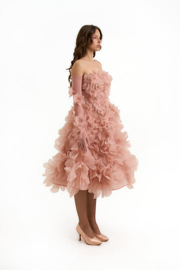 Belle Midi A-line dress in Blush Nude