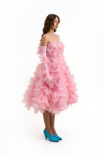 Belle Midi A-line Dress in Light Pink