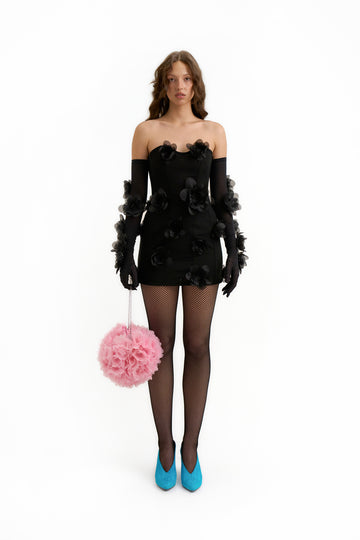 Tiana Mini Corset Dress in Charcoal Black