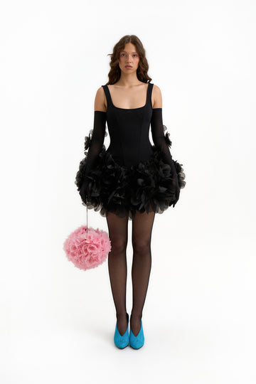 Alice Mini Dress in Charcoal Black