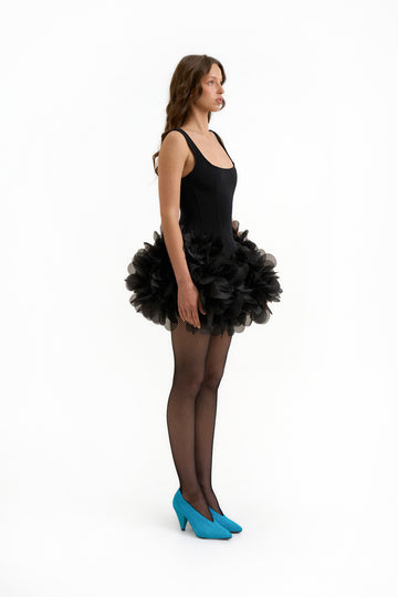 Alice Mini Dress in Charcoal Black
