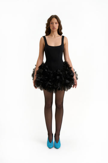 Alice Mini Dress in Charcoal Black