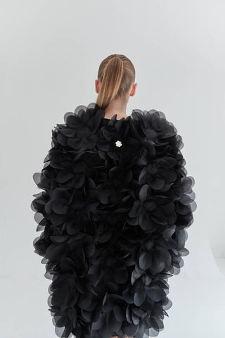 Пальто Peony Flower Fur чорне