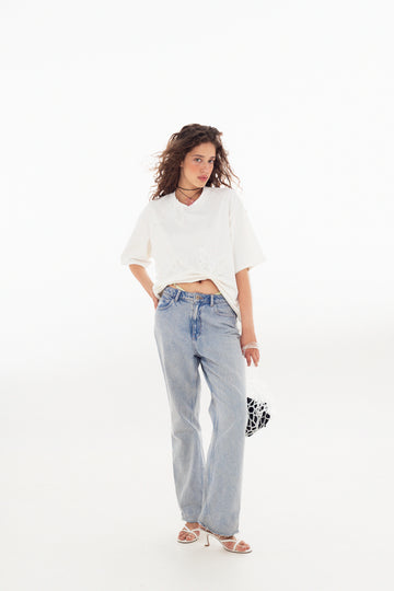 Бавовняна футболка Pieris  з регульованими брошками-метеликами