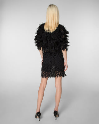 Laser-cut bolero jacket in black