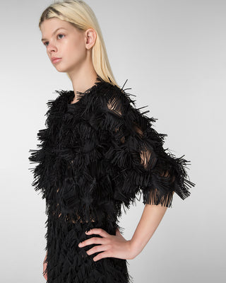 Laser-cut bolero jacket in black